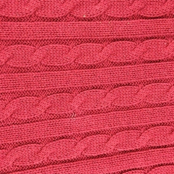 Consensus Sportswear Burgundy Cable Knit  Crewneck Long Sleeve Pullover Sweater - Picture 9 of 10